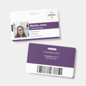 Badge Logo de la carte d'identité photo de l'employé Vio (Avant & arrière)