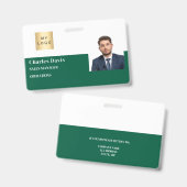 Badge logo de la carte d'identité verte de l'employé pho (Avant & arrière)