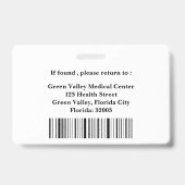 Badge Logo de la Personnaliser Infirmière inscrite (Back)