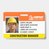 Badge Logo de la photo de sécurité de construction Code- (Avant)