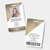 Badge Logo de la photo d'employé en métal brossé Code-ba (Avant & arrière)