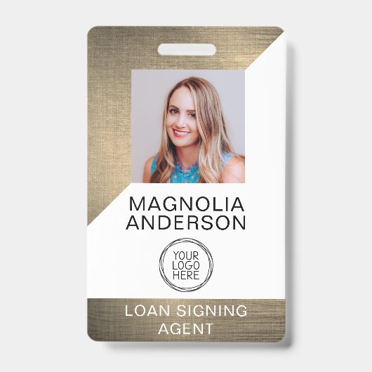 Badge Logo de la photo d'employé en métal brossé Code-ba (Avant)