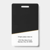 Badge Logo de la société Black Gold ID de l'employé (Arrière)