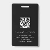 Badge Logo de la société Code QR de la pièce d'identité (Arrière)