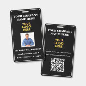 Badge Logo de la société de photo d'employé Code QR (Avant & arrière)