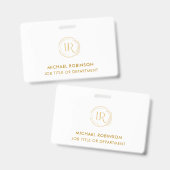Badge Logo de la société Gold Script ID Employé personne (Avant & arrière)