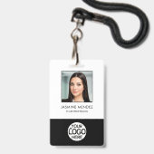 Badge Logo de l'employé avec code QR et code-barres ID (Avant avec lanière)