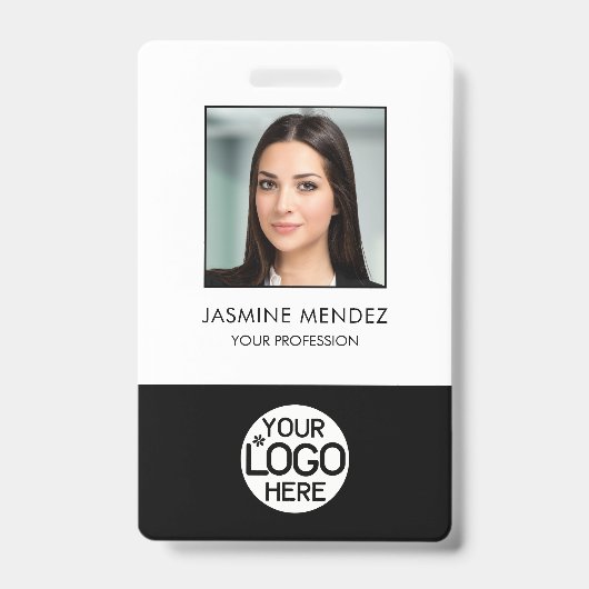 Badge Logo de l'employé avec code QR et code-barres ID (Avant)