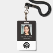 Badge Logo de l'employé avec code QR et code-barres ID (Avant avec lanière)