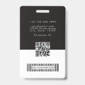 Badge Logo de l'employé avec code QR et code-barres ID (Arrière)