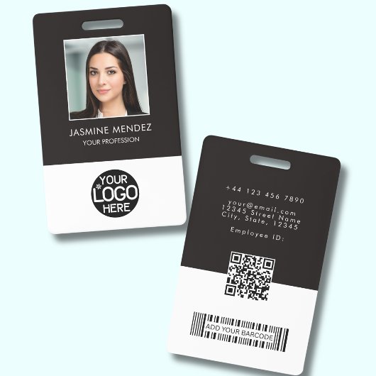 Badge Logo de l'employé avec code QR et code-barres ID