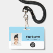 Badge Logo de l'employé bleu clair personnalisé ID Lanya (Avant avec lanière)