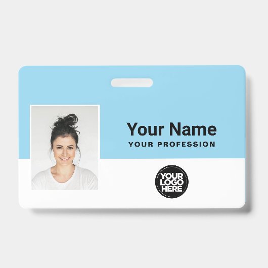 Badge Logo de l'employé bleu clair personnalisé ID Lanya (Avant)