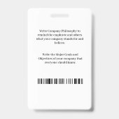 Badge Logo de l'employé Carte de code barre d'affaires p (Arrière)