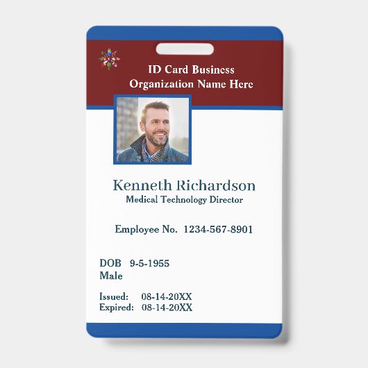 Badge Logo de l'employé Carte de code barre d'affaires p (Avant)