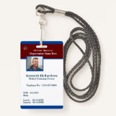 Badge Logo de l'employé Carte de code barre d'affaires p (Devant avec lanière)