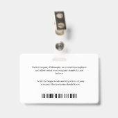 Badge Logo de l'employé Carte d'entreprise Code barre Pe (Arrière avec clip)