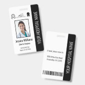 Badge Logo de l'employé Code-barres Photo ID noir (Avant & arrière)