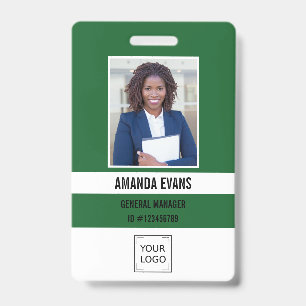 Badge Logo de l'employé de la photo vert foncé ou sécuri
