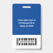 Badge Logo de l'employé de l'hôpital - Code de la barre  (Dos)