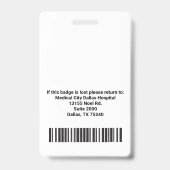 Badge Logo de l'employé de l'hôpital personnalisé et bad (Back)