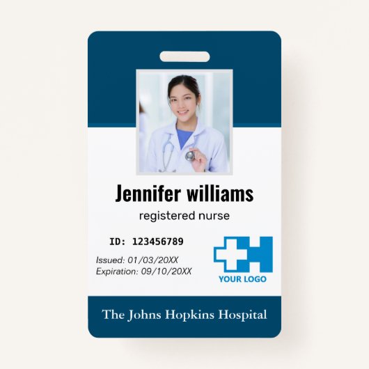 Badge Logo de l'employé de l'hôpital personnalisé et pho (Devant)