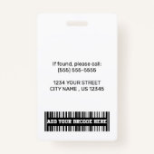 Badge Logo de l'employé de l'hôpital personnalisé, photo (Dos)