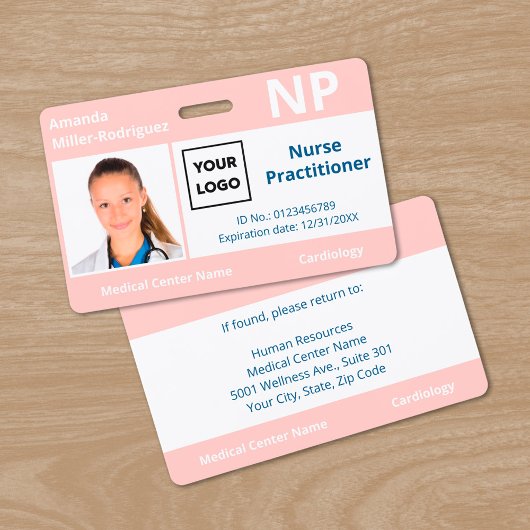 Badge Logo de l'employé de l'hôpital personnalisé Pink P