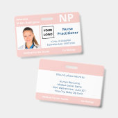 Badge Logo de l'employé de l'hôpital personnalisé Pink P (Front & Back)