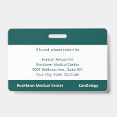 Badge Logo de l'employé de l'Hôpital sur mesure Bleu Ver (Arrière)