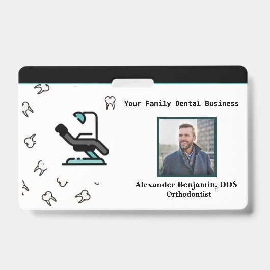 Badge Logo de l'employé - Dentiste Code de la barre Nom  (Avant)