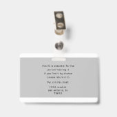 Badge logo de l'employé et étiquette de nom photo (Arrière avec clip)