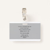 Badge logo de l'employé et étiquette de nom photo (Dos avec clip)