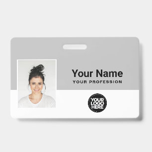Badge Logo de l'employé gris personnalisé Nom ID photo