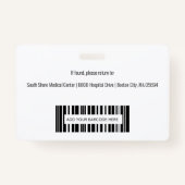 Badge Logo de l'employé Médicale personnalisé - ID photo (Dos)