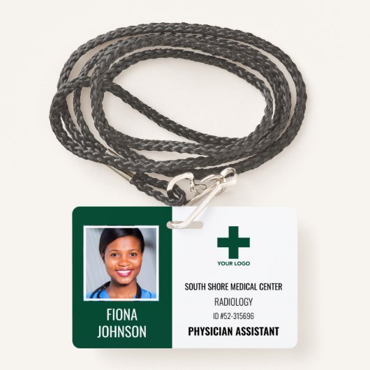 Badge Logo de l'employé Médicale personnalisé - ID photo (Devant avec lanière)