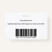 Badge Logo de l'employé Médicale personnalisé - ID photo (Dos)