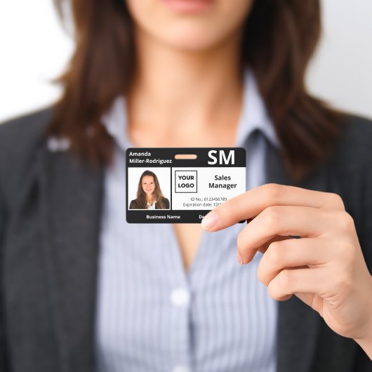 Badge Logo de l'employé personnalisé - ID photo noir bla (Présenté)