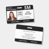 Badge Logo de l'employé personnalisé - ID photo noir bla (Avant & arrière)