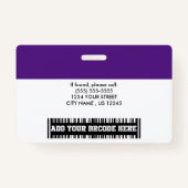 Badge Logo de l'employé personnalisé, photo et nom du co (Dos)