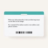 Badge Logo de l'employé - Photo Dentist personnalisé (Dos)