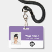 Badge Logo de l'employé pourpre personnalisé Nom du band (Avant avec lanière)