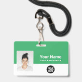 Badge Logo de l'employé vert personnalisé Nom du bandeau (Avant avec lanière)