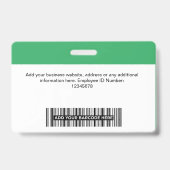 Badge Logo de l'employé vert personnalisé Nom du bandeau (Arrière)