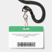 Badge Logo de l'employé vert personnalisé Nom du bandeau (Arrière avec lanière)