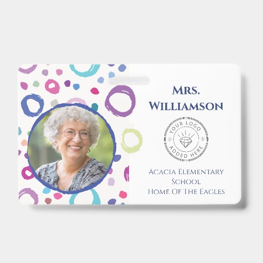 Badge Logo de l'enseignant moderne Éducateur Code photo  (Face)