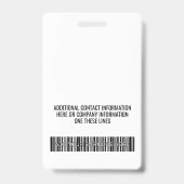Badge Logo de l'entreprise avec code-barres des noms et (Arrière)