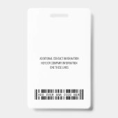 Badge Logo de l'entreprise avec prénom et nom Code barre (Dos)