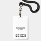 Badge Logo de l'entreprise avec prénom et nom Code barre (Dos avec cordon)