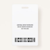 Badge Logo de l'entreprise avec prénom et nom Code barre (Dos)